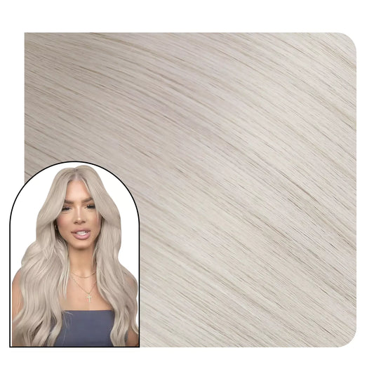 Clip in Hair Extensions Silky Straight Human Hair Ice Blonde