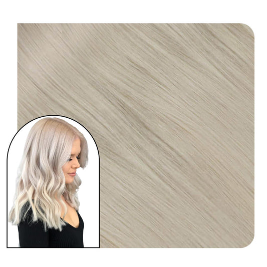 Flat Silk Weft Hair Extensions Real Virgin Hair Platinum Blonde #60A