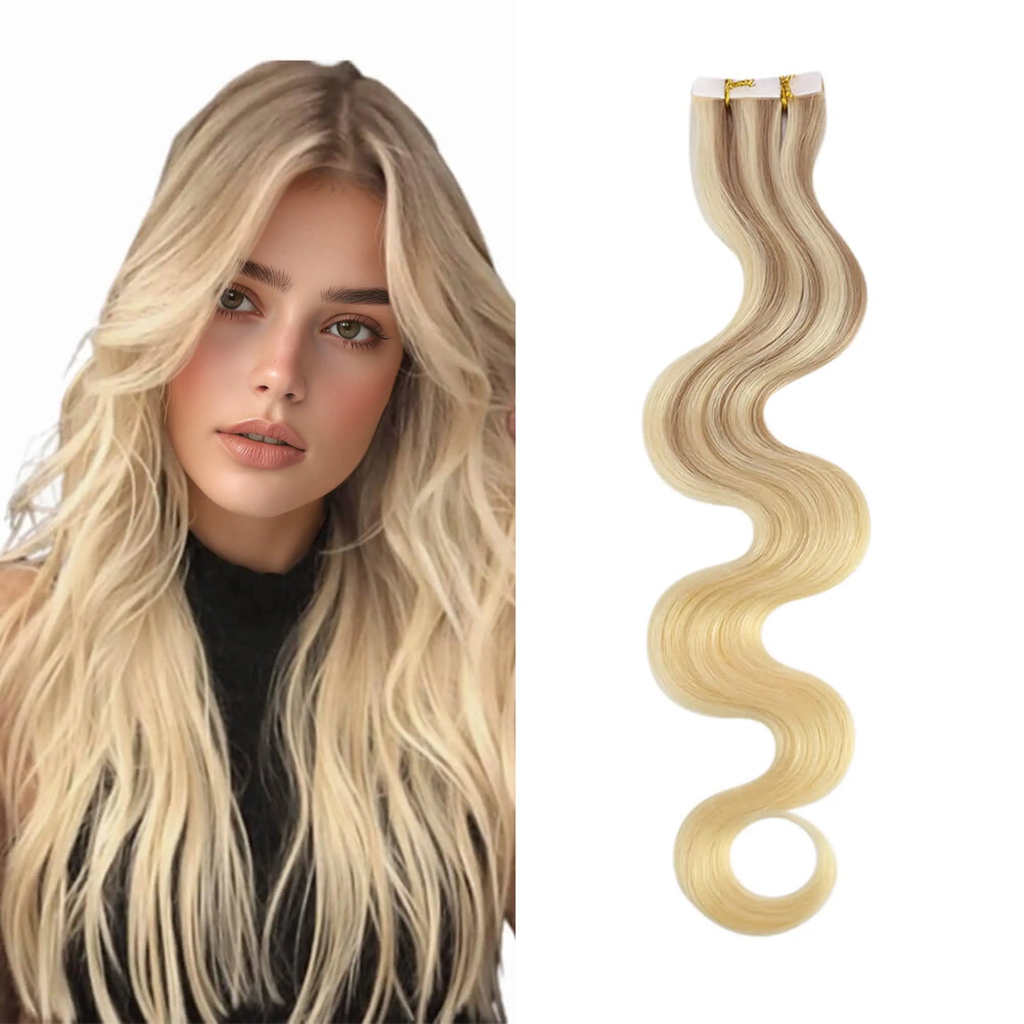 Body Wavy Seamless Injection Tape in Extensions Balayage Blonde #18/22/60