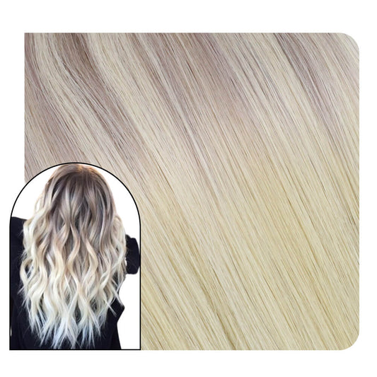 Balayage Blonde Full Cuticle Virgin Hand-tied Real Human Hair Weft #Nordic