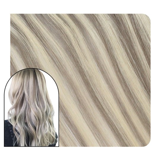 Seamless Injection Tape in Hair Extensions Virgin Hair Silver with Blonde P19a/60 highlight tape in hair extensions
