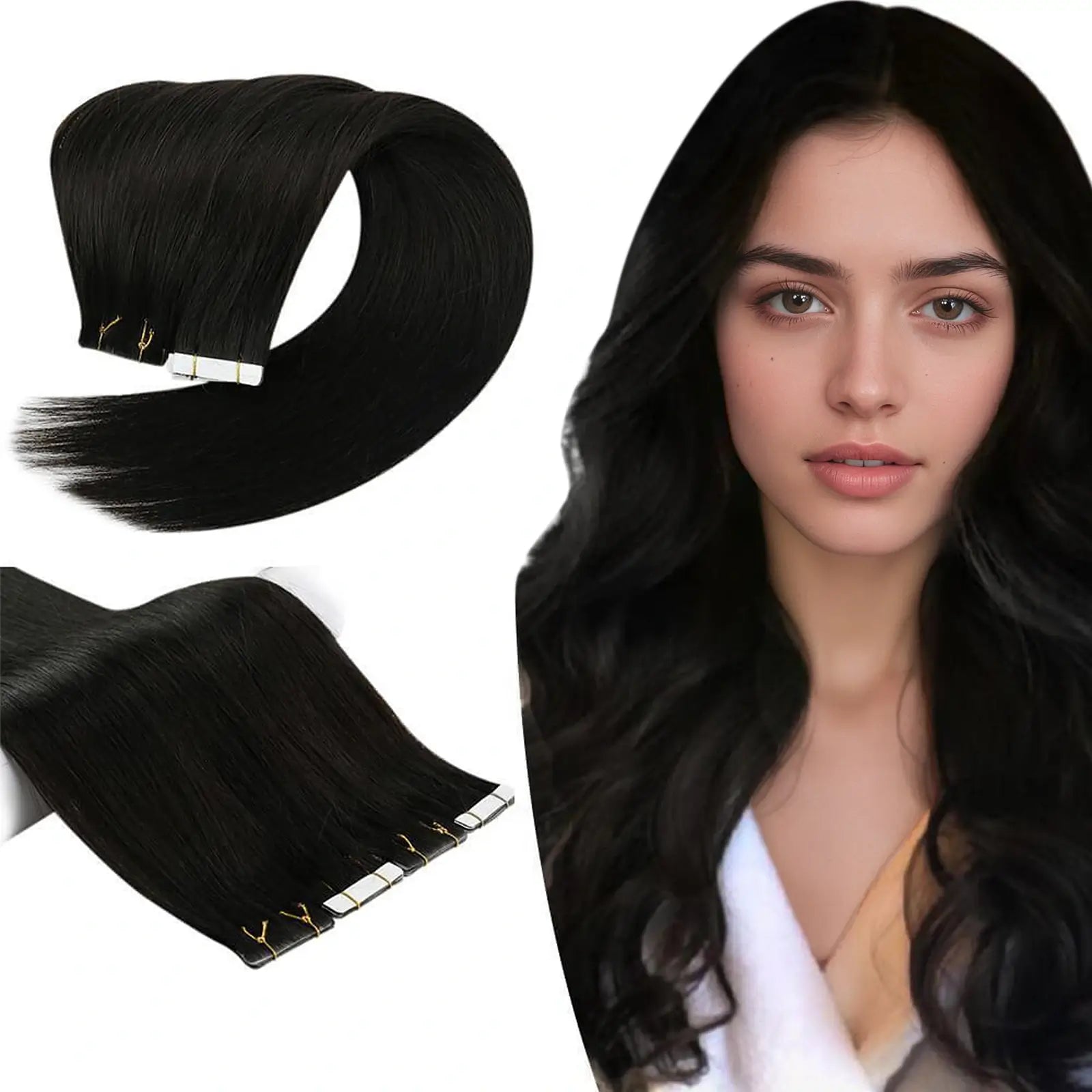Invisible Seamless Injected Tape in Hair Extensions Off Black #1B