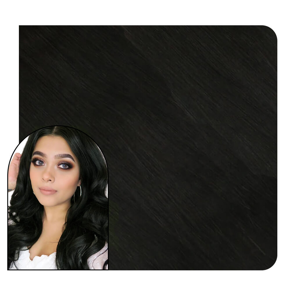 100% Virgin Human Hair Tape in Extensions secret tape in hair extensions Natural Black Pure Color #1b