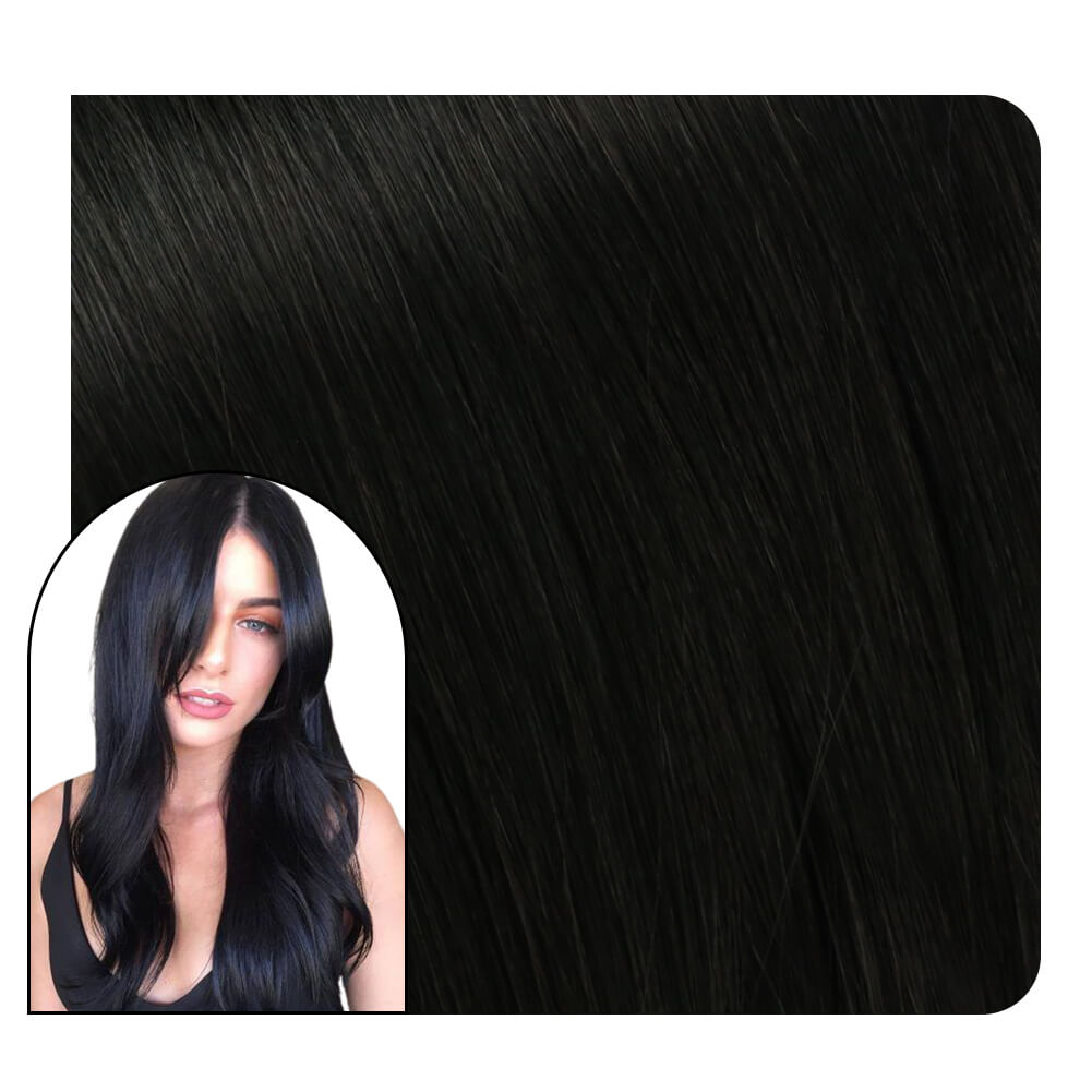Full Cuticle Virgin Hand-tied Real Human Hair Weft Off Black #1B