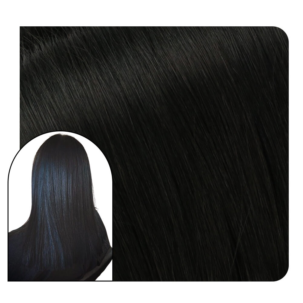 Full Cuticle Virgin Hand-tied Real Human Hair Weft Off Black #1B