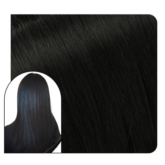 Full Cuticle Virgin Hand-tied Real Human Hair Weft Off Black #1B