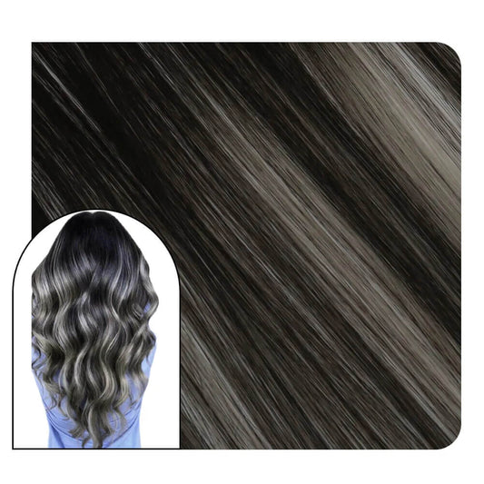 Balayage Invisible Injection Tape in Hair Extensions For Black Hair #1B/Silver/1B