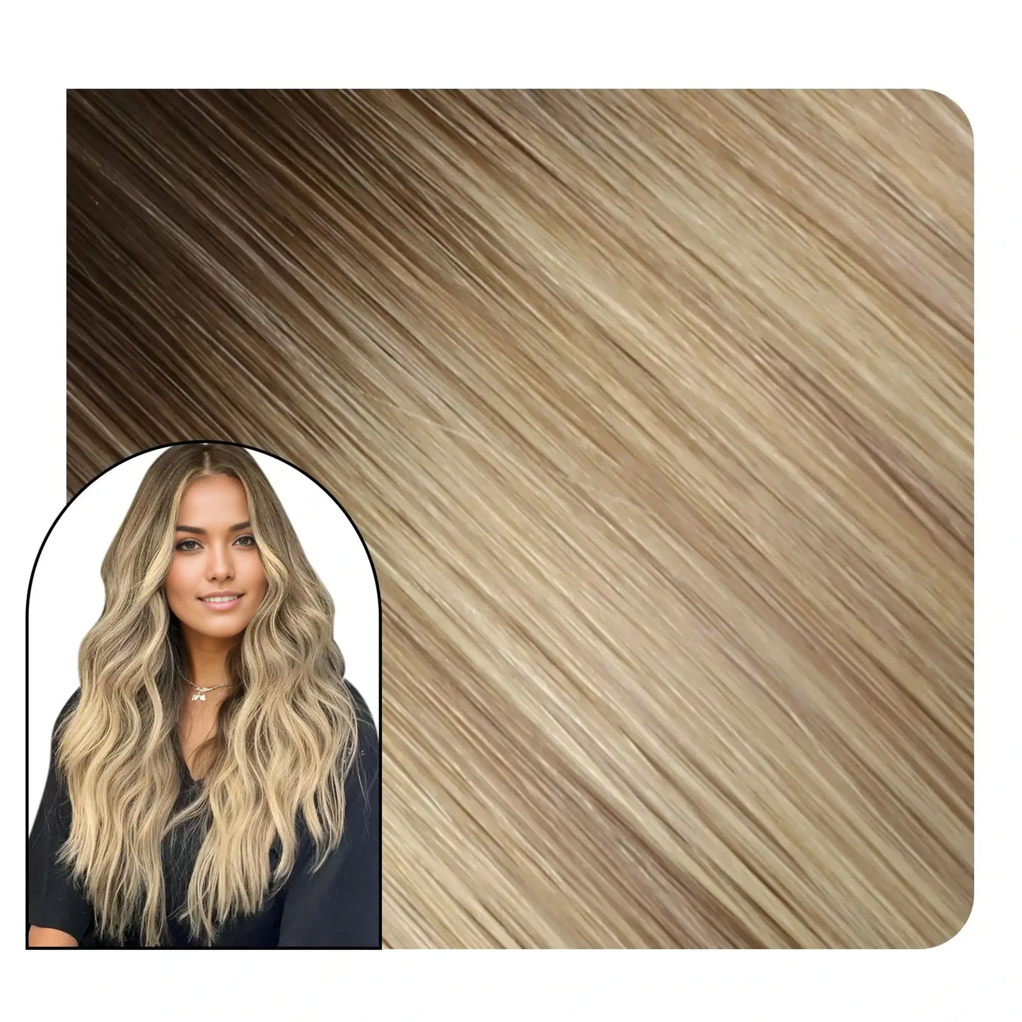 Clip in Hair Extensions Brown Mixed With Blonde For Thin Hair