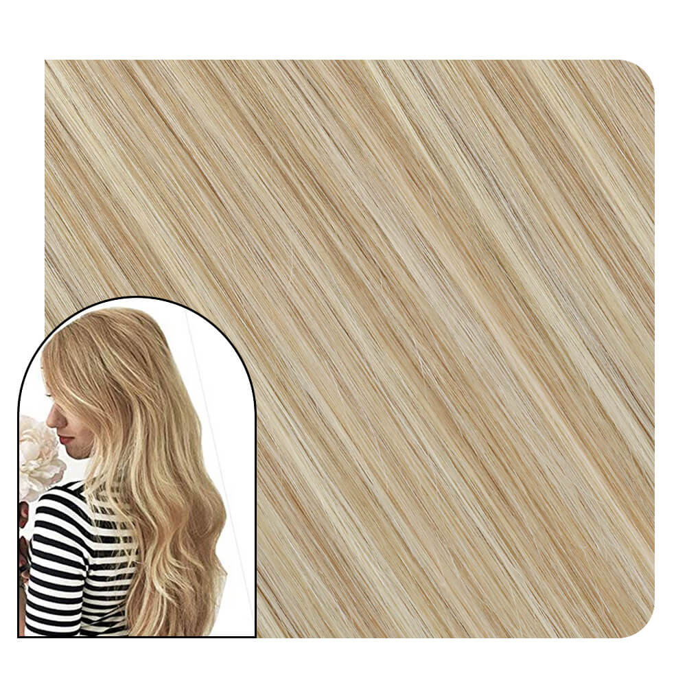 Caramel Blonde Highlighted Blonde Clip in Human Hair Extension #27/613-UgeatHair