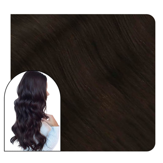 Invisible Seamless Injected Tape in Hair Extensions Darkest Brown #2