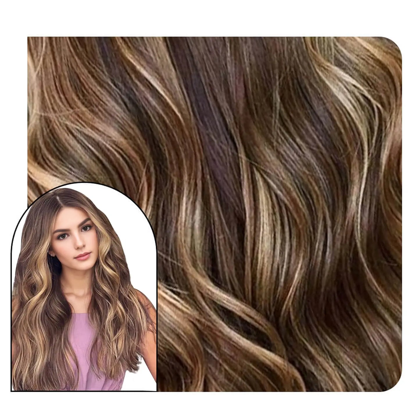 Body Wavy Seamless Inject Tape in Hair Extensions Balayage #4/27/4