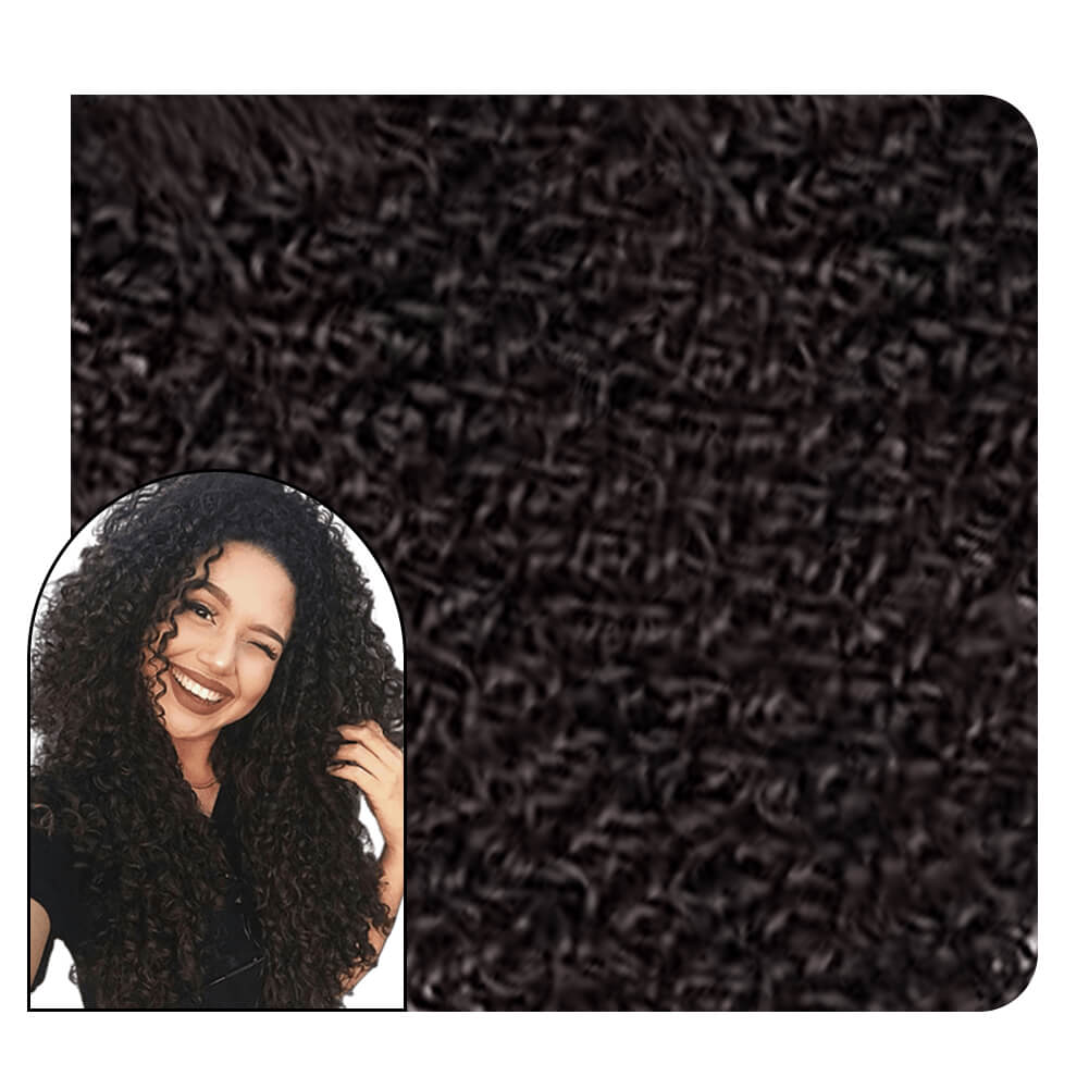 Curly Clip ins Hair Extensions Human Hair Chocolate Brown Color Sale #4