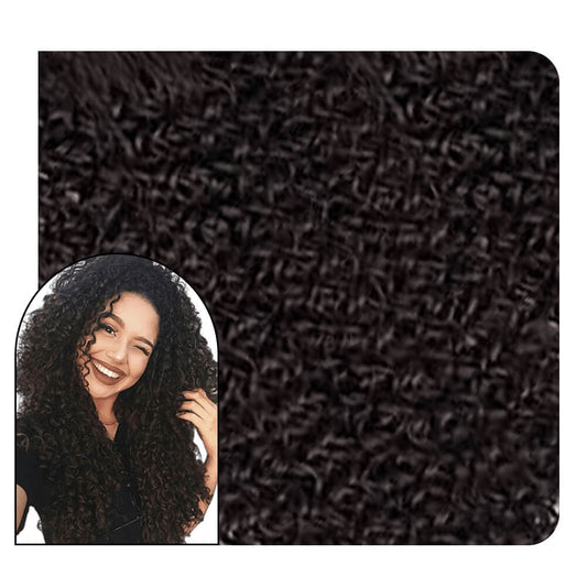 Curly Clip ins Hair Extensions Human Hair Chocolate Brown Color Sale #4