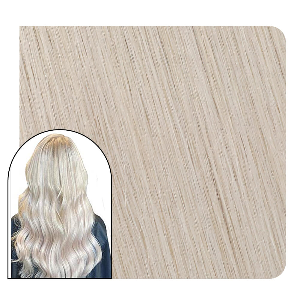 Remy Hair Extensions Clip in 14inch Platinum Blonde #60