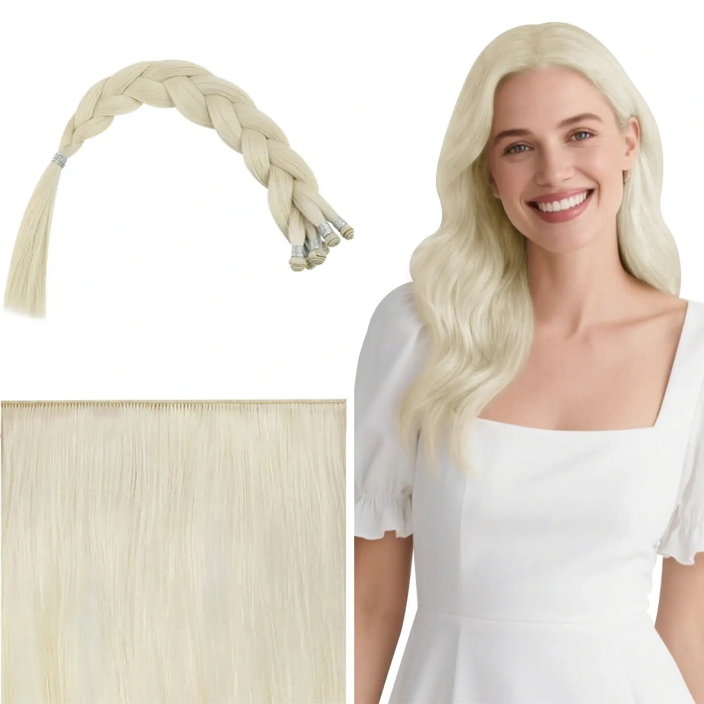 Full Cuticle Virgin Hand-tied Real Human Hair Weft Hair Bundle Blonde #60