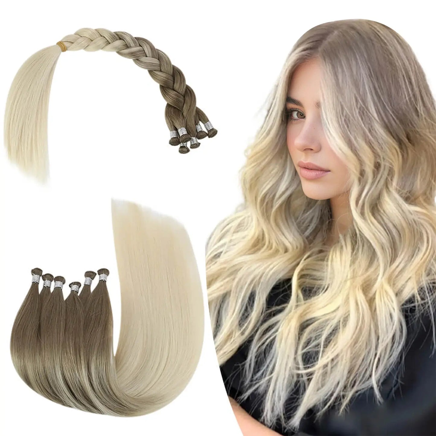 Full Cuticle Virgin Hand-tied Human Hair Weft Balayage Color For Woman #8/60