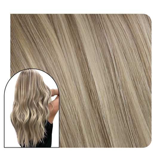 Virgin Hair Extensions Hand-tied Human Hair Weft Highlithed Color #P8/60
