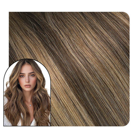 ugeat hair hand tied weft hair extensions brown blonde color