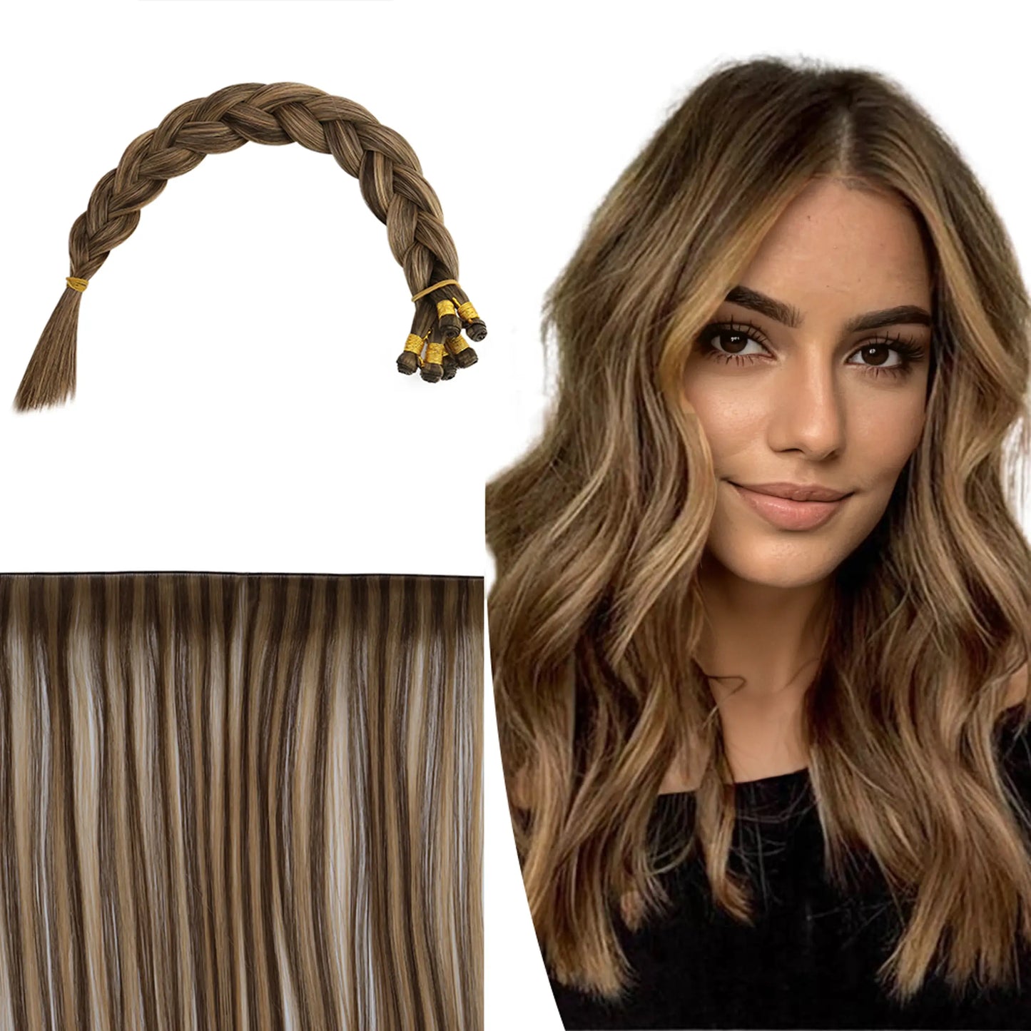 Full Cuticle Virgin Hand-tied Hair Extensions #BM Thin Hair