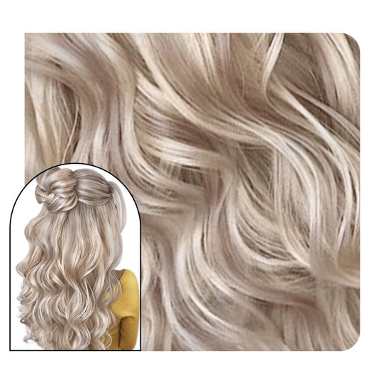 Highlighted Blonde Curly Tape in Hair Extensions