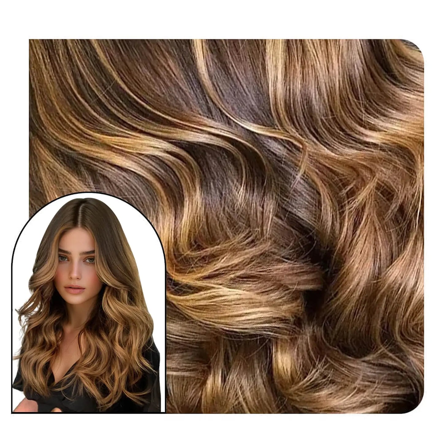 Beach Wavy Injection Tape in Hair Extensions Balayage Ombre Color #DU