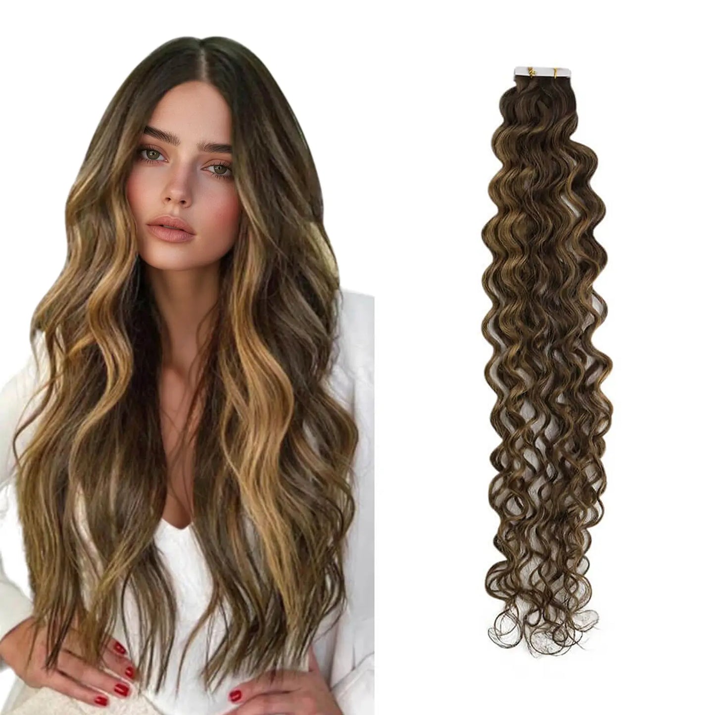 natural wave invisible injection tape in extensions #DU