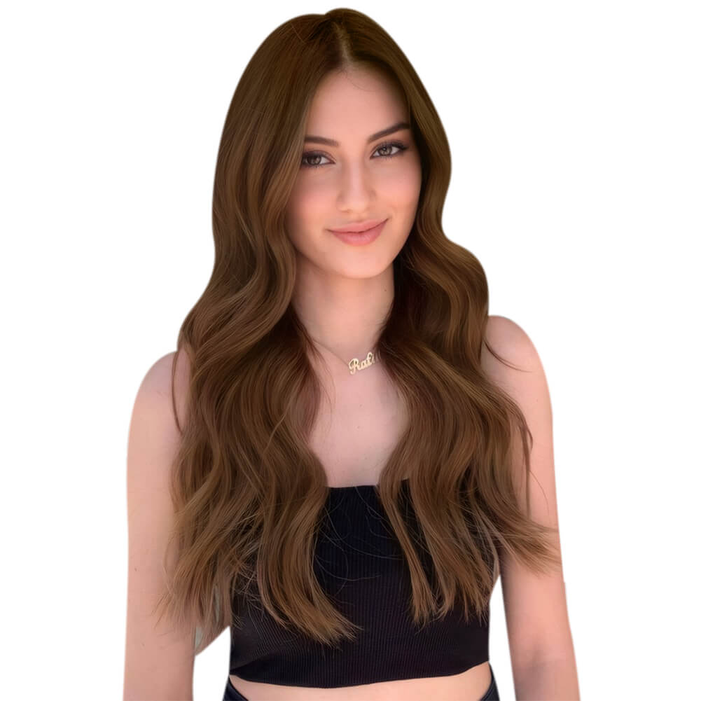 Genius Weft Extensions Human Hair Bundles Beach Wavy Dark Brown