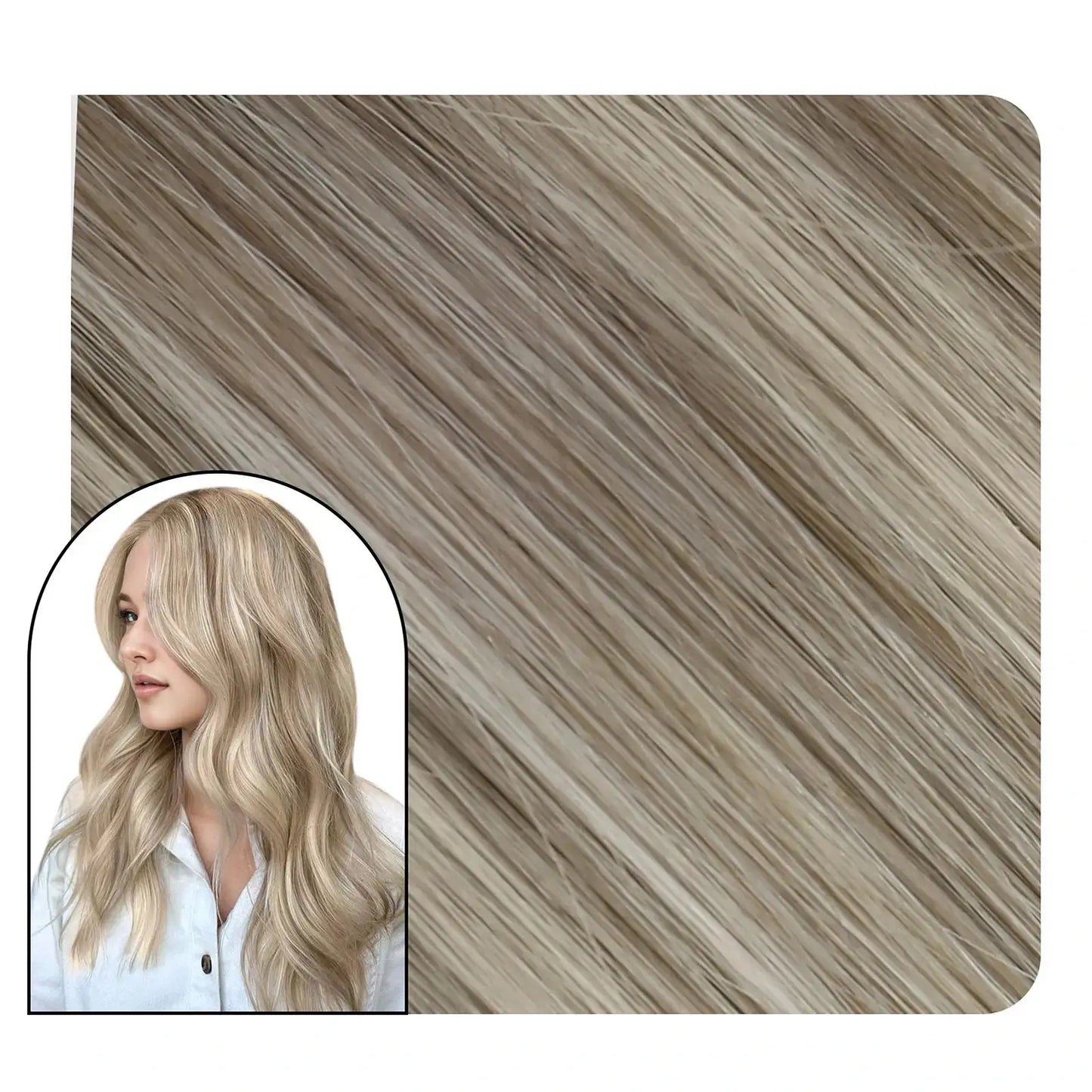 Clip in Hair Extensions 100% Human Hair Highlight Brown Blonde