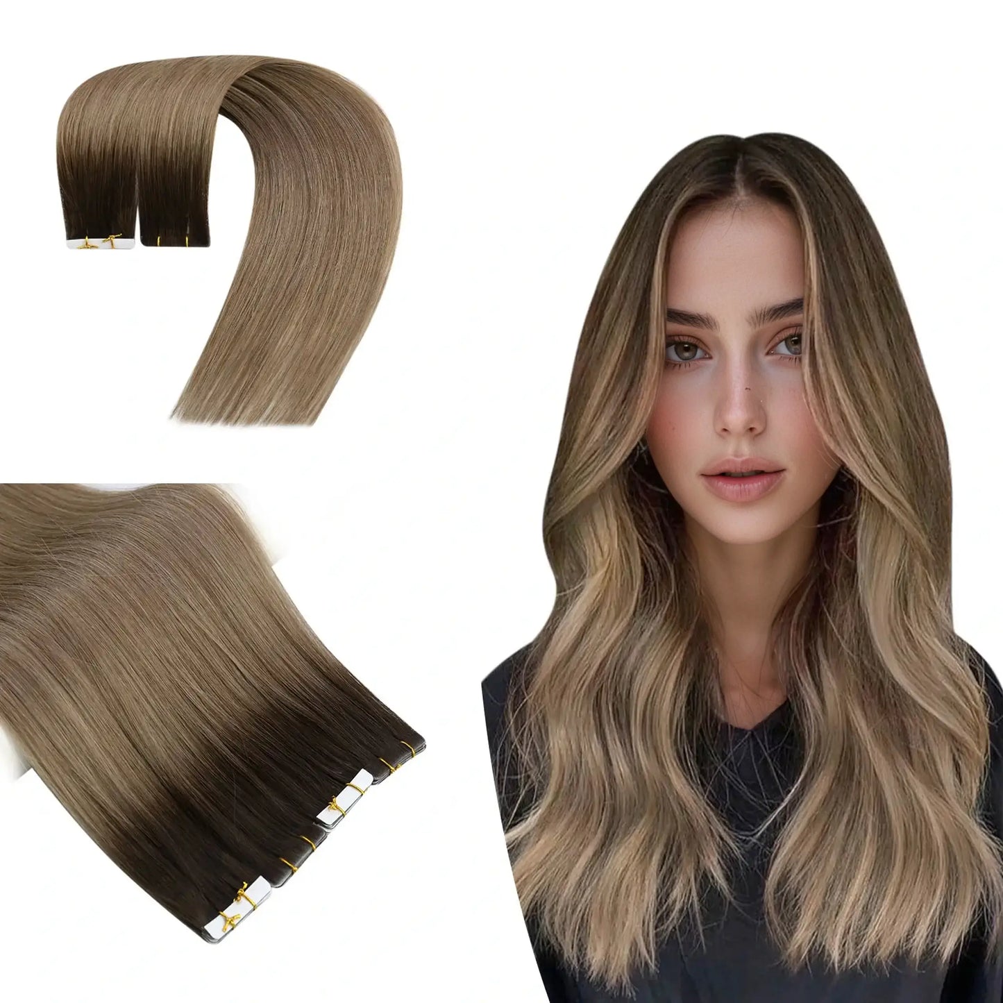 Seamless Injection tape in balayage virgin hair wholesale tape in hair extensions