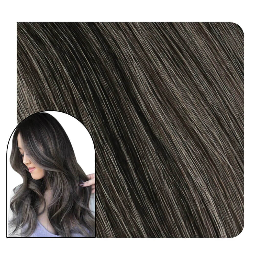 Sew in Hair Extensions Balayage Color For Black Hair #1B/Silver/1B