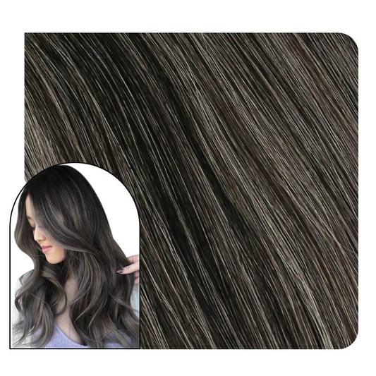 Sew in Hair Extensions Balayage Color For Black Hair #1B/Silver/1B