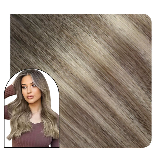 Virgin Injected Tape in Hair Extensions Sliky Straight Balayage Brown Blonde Hair single donor hair wholesale
