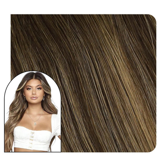 Sew in Hair Extensions Balayage Brown Mixed with Blonde