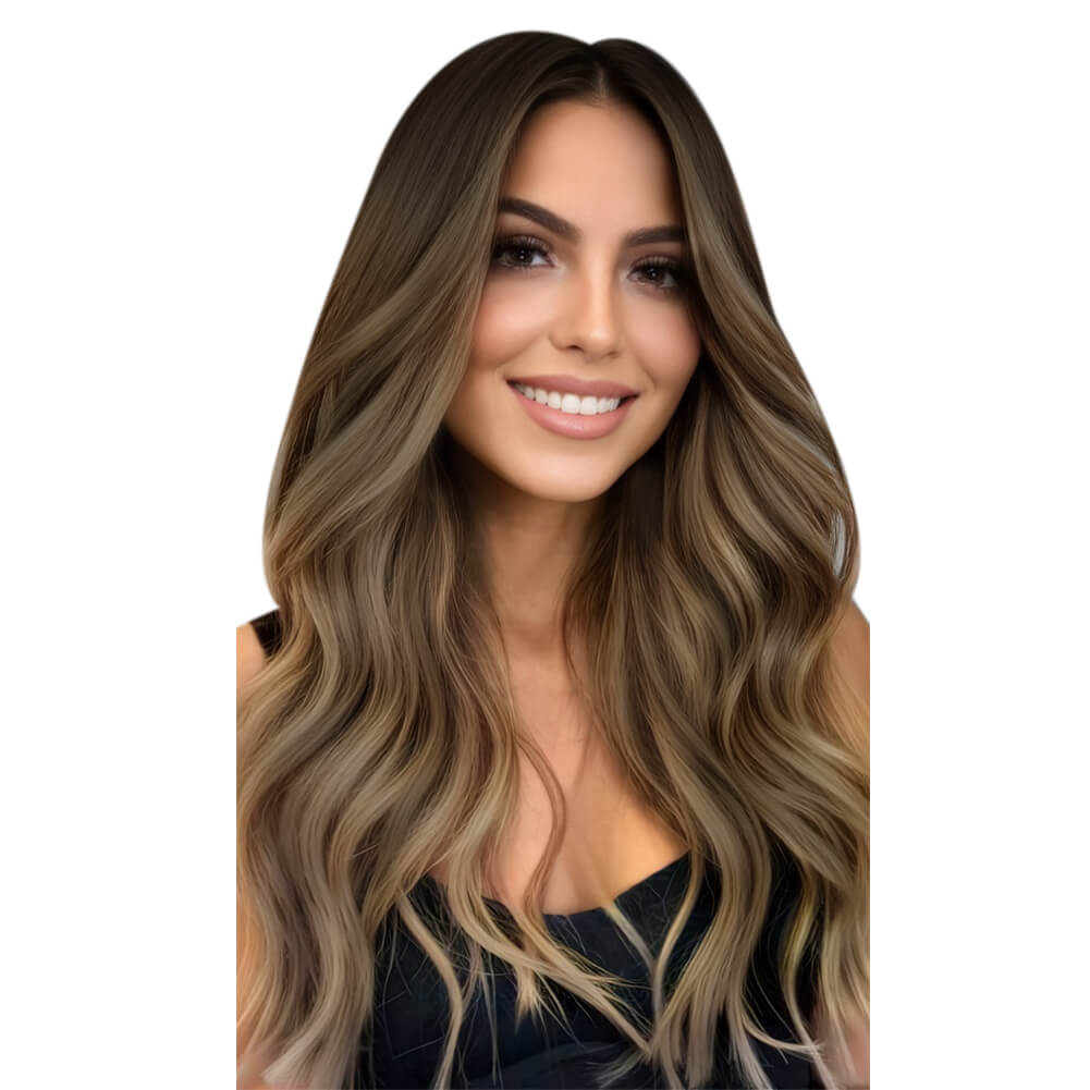 Balayage Hybrid Wefts Human Hair Extensions Body Wave Hair