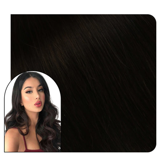Hair Weave Style Sew in Darkest Brown Genius Weft Extensions