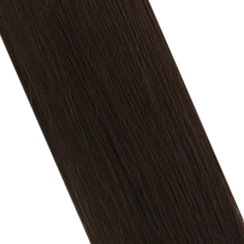 Seamless Injected PU Flat Weft With Hole Human Hair Darkest Brown