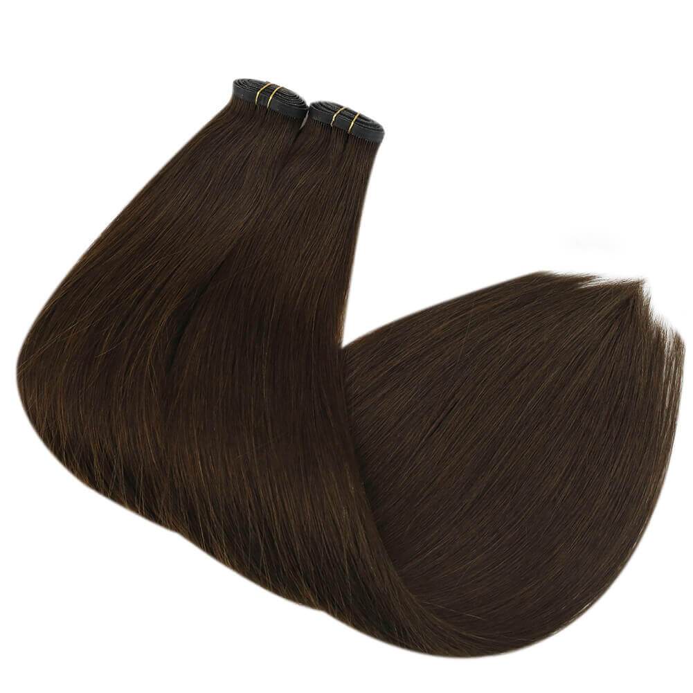 silk virgin flat weft dark brown hair