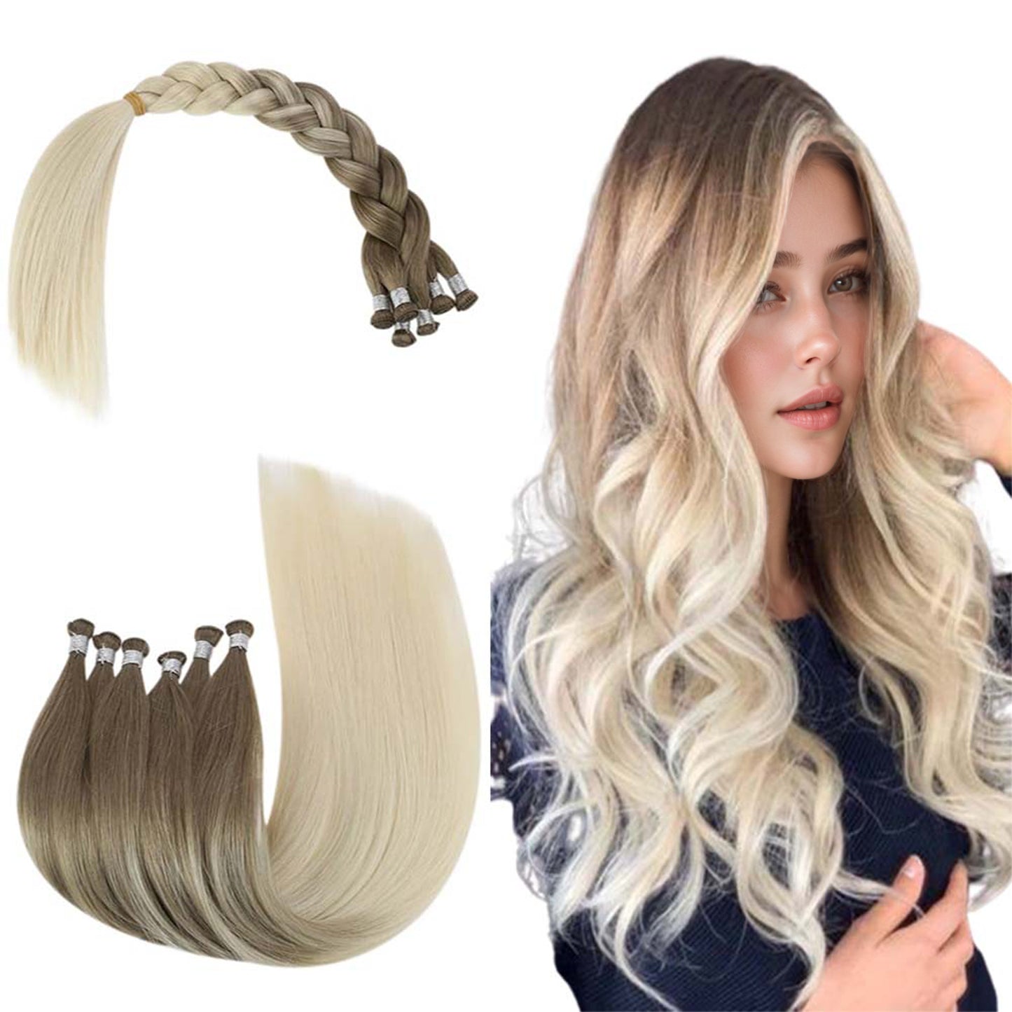 hand tied hair weft