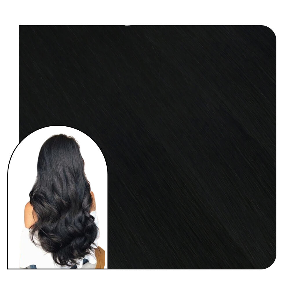 Jet Black I tip Remy Human Hair Extensions Cold Fusion Hair #1