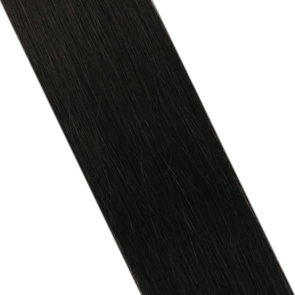 PU Skin Weft Extensions With Small Hole Human Hair Off Black