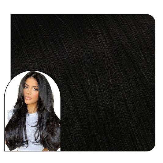 Genius Weft Hair Extensions 100% Human Hair Off Black