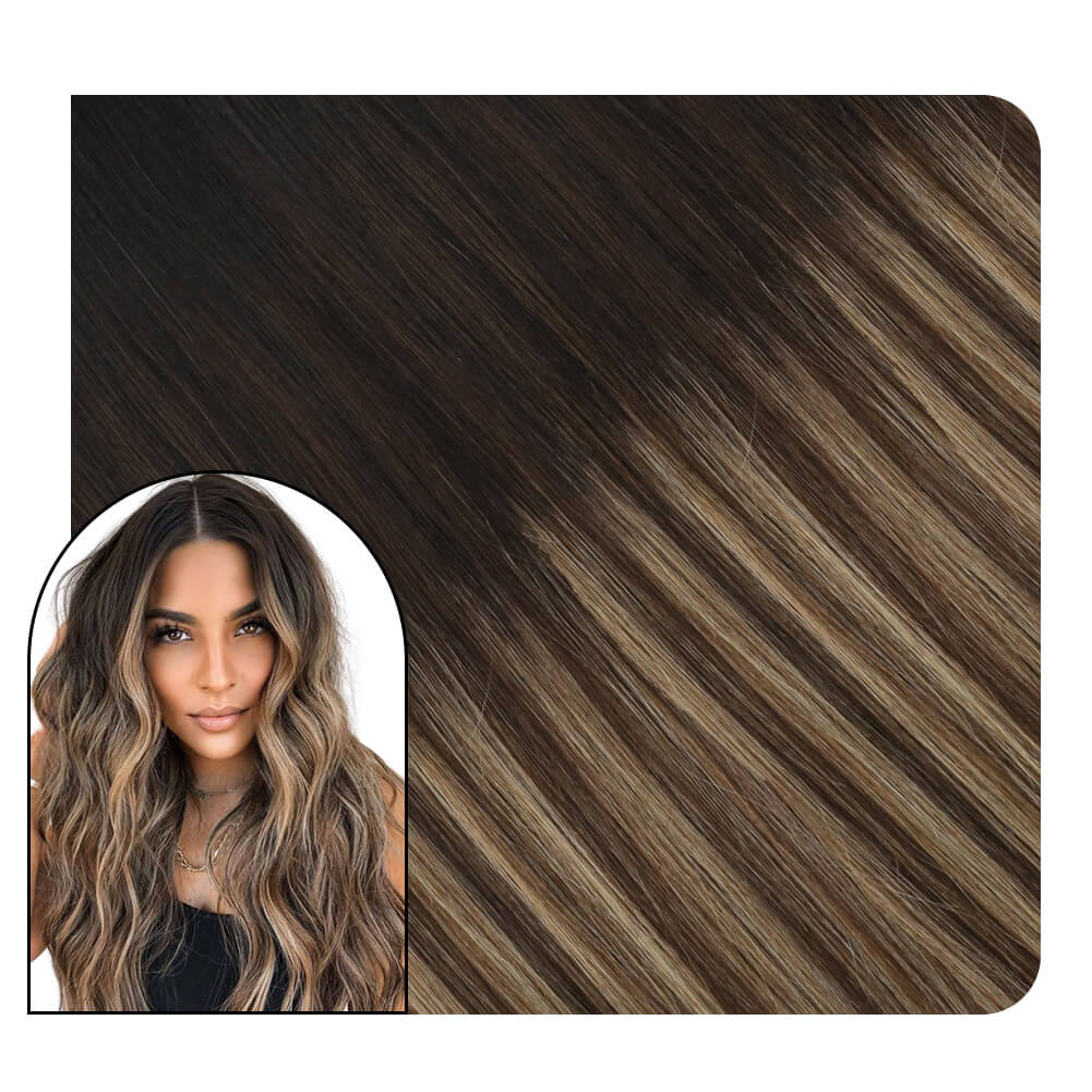 Tape in 100% Remy Human Hair Extension Real Thick Hair #1B/6/16 | Ugeat