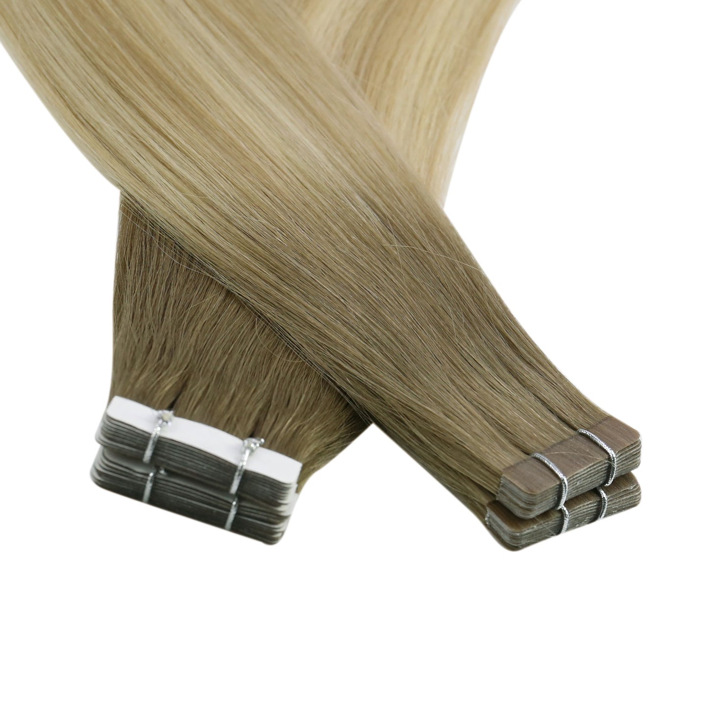 brown mix blonde balayage color virgin tape in hair