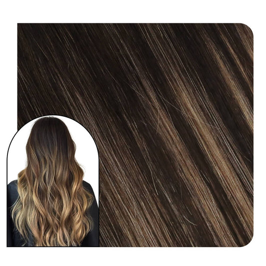 U Tip Human Hair Extensions 22Inch Keratin Hair Extensions Nail Tips #1B Black Mixed #4 Brown and #27 Blonde Balayage