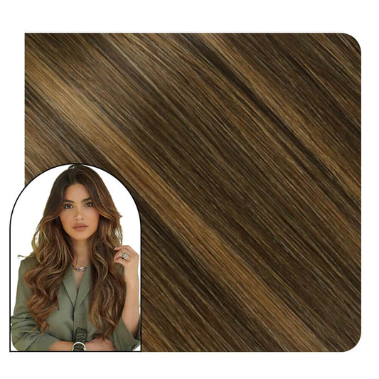 Flat Silk Weft Hair Extensions Human Hair Balayage Ombre Color #DU