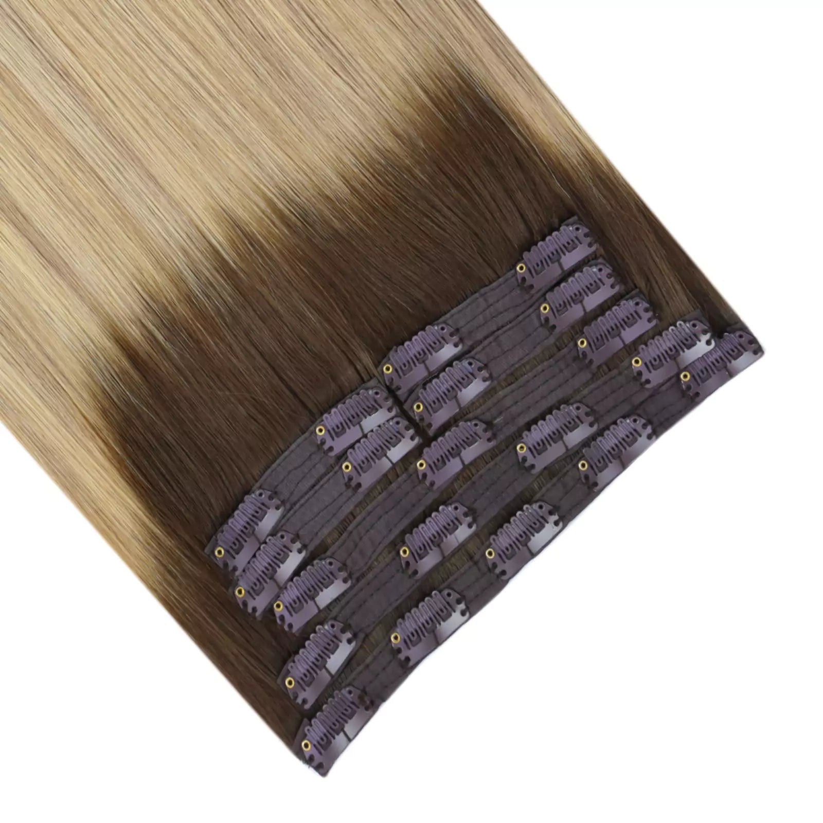 virgin clip in hair extensions balayage color