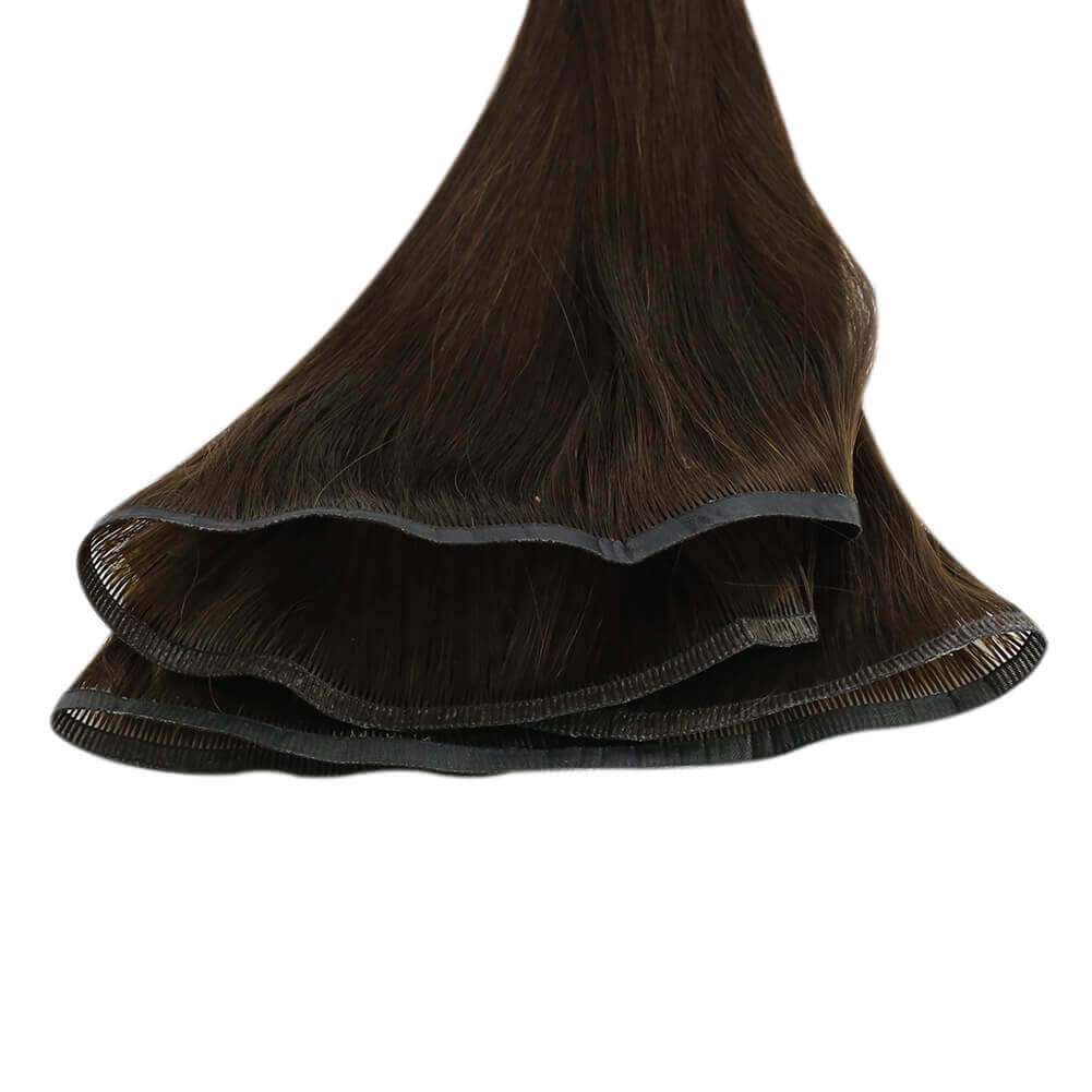dark brown virgin falt weft hair extensions