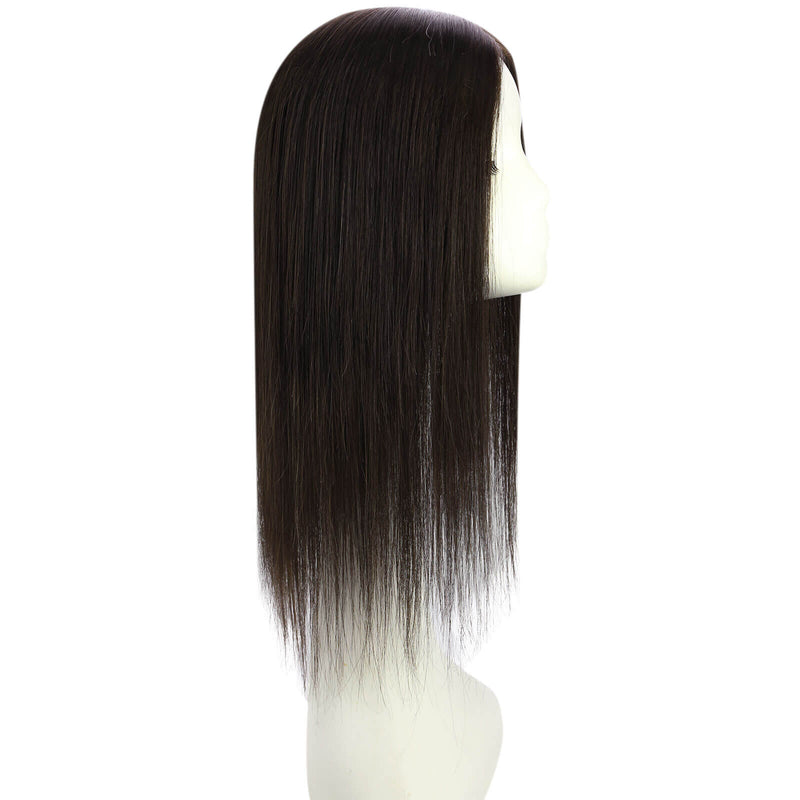 Darkest Brown Virgin Hair Topper Real Human Hair #2 female hair topper