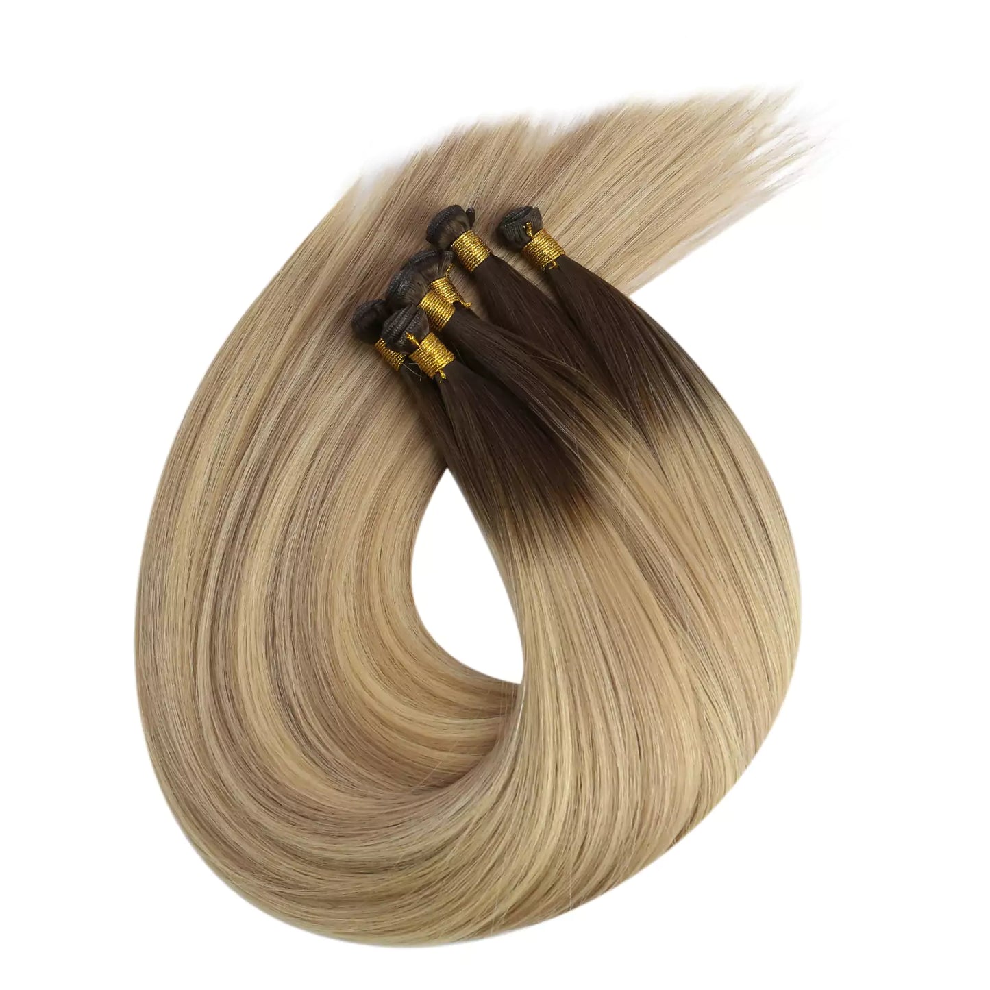 Hybrid Weft Extensions virgin balayage color