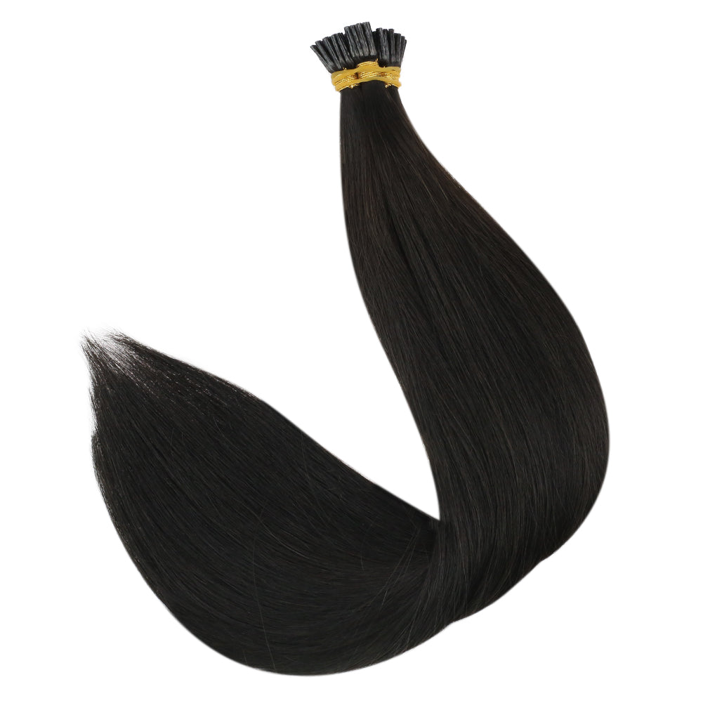 Hair 100% Human Hair I Tip Fusion Virgin Hair Extensions Off Black #1B